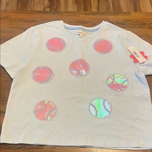 Kids Light Blue Tee with Pink and Silver Accents